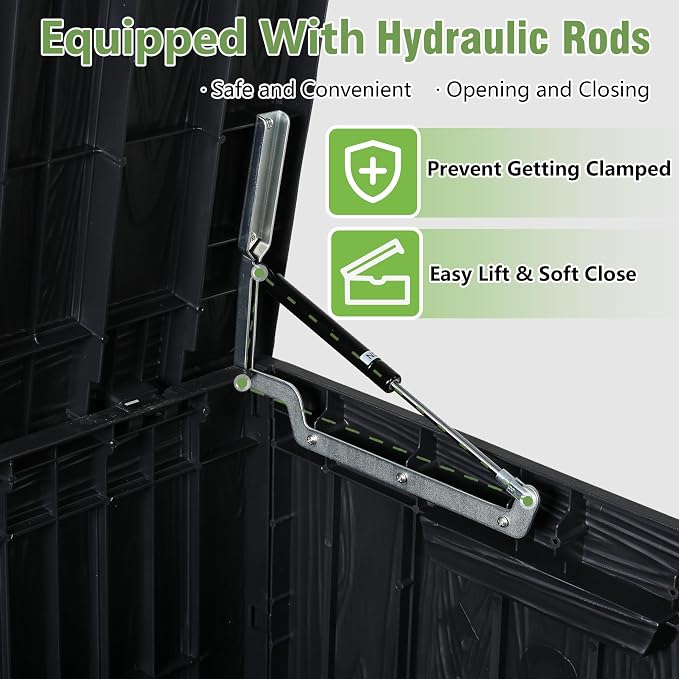 110 Gallon Waterproof Large Resin Deck Box, Lockable Large Outdoor Storage Box - Image 4