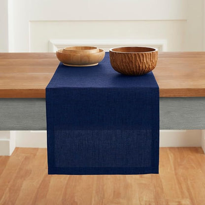 Solino Home Linen Table Runner 60 Inches - 100% Pure Linen Royal Blue Table Runner 14 x 60 Inch Ideal for Dresser and Coffee Tables - Athena - Winter