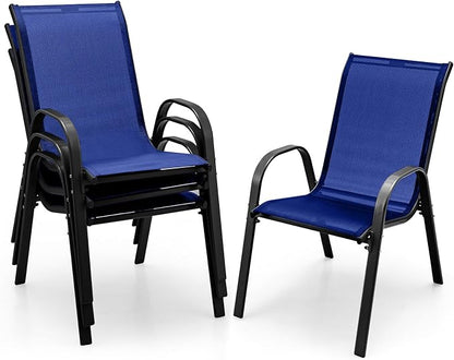 Giantex Patio Chairs Set of 4, Stackable Outdoor Dining Chairs by Giantex