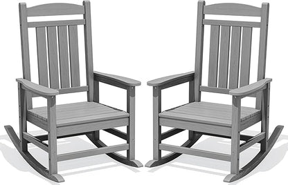 Oversized Outdoor Rocking Chair Set of 2, Porch Rockers, Light Gray | by KINGYES
