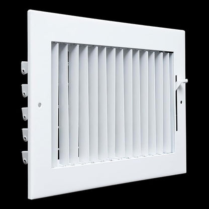 [2 Pack] Fits 10x6 Duct Opening Steel Adjustable Air Supply Grille by Handua | Register Vent Cover Grill for Sidewall and Ceiling | White | Outer Size: 11.75" X 7.75"