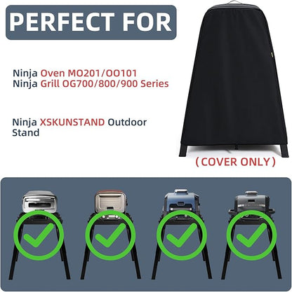 Waterproof Cover for Ninja Woodfire Outdoor Grill & Smoker and for Artisan Pizza Oven on Ninja XSKUNSTAND Stand, Outdoor Grill Accessories for Models OG700/800/900/OO100/MO200 Series (Cover Only)