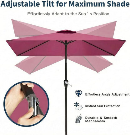6.5' x 10' Rectangular Patio Umbrella Large Outdoor Market Umbrella w/UV - Image 3