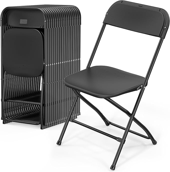 VINGLI 20 Pack Black Plastic Folding Chair, Indoor Outdoor Portable Stackable by VINGLI