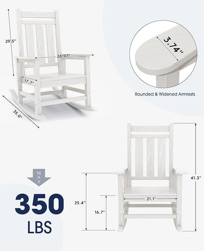 Oversized Outdoor Rocking Chair Set of 6, HDPE Patio Rockers - Image 3