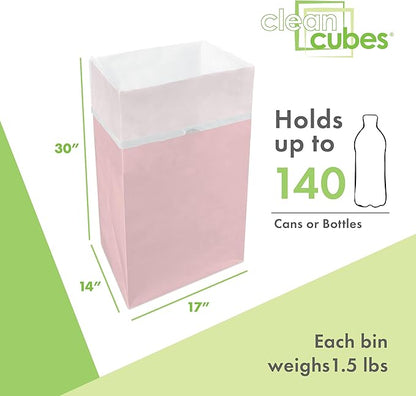 30 Gallon Disposable Pop-Up Trash Cans (3-Pack) with Fitted Bags – Foldable Garbage & Recycling Bins for Parties, Events & Kitchen (Pink, 30" H x 14" W x 17" D)