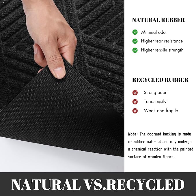 Yimobra Extra Large Door Mat 36x24, All-Season Waterproof Outdoor Mats for Front Door Entrance with Drainage Holes, Heavy Duty Non-Slip Doormat for Garage Patio Entryway Indoor, Black