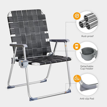VINGLI Aluminum Oversize Patio Lawn Chairs Folding Set of 2 - Image 4