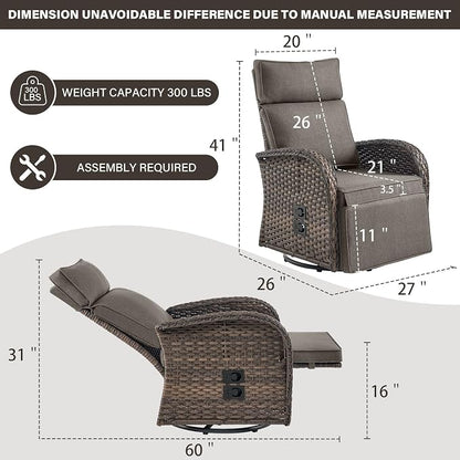 Dual-Adjust Outdoor Swivel Recliner Chair – Wicker Reclining Patio Chair - Image 2