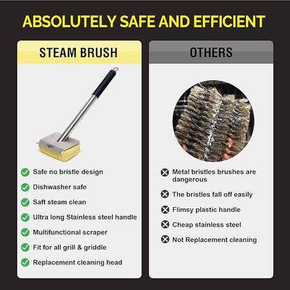 Grill Brush Bristle Free,BBQ Replaceable Scraper Cleaning Head,Safe Grill Accessories for Cast Iron Grates/Porcelain/Weber Gas/Charcoal Grill,Grill Brush for Outdoor Grill-Yellow