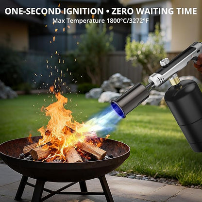 Powerful Propane Torch Gun, Sous Vide, Adjustable Kitchen Cooking Torch with One-Touch Max Fire, Culinary Torch for Searing Steak, BBQ and Campfire Starter(Tank Not Included)