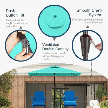 6.5' x 10' Rectangular Patio Umbrella Large Outdoor Market Umbrella w/ UV - Image 3