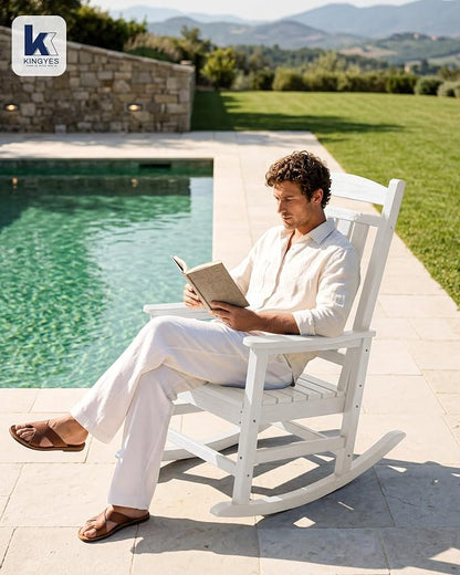 Oversized Outdoor Rocking Chairs Set of 2, HDPE Porch Rocker - Image 2