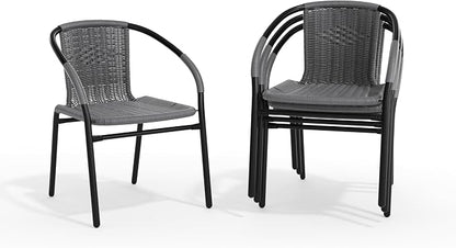 EMMA + OLIVER Gray PE Rattan Stackable Patio Dining Chair, Indoor/Outdoor Use - Image 8