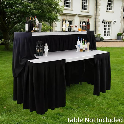 Bar Top Riser Tables Bar Riser with Skirt Mobile Folding Table Foldable Portable Risers for Banquet Events Home Party Picnics Restaurants(Table Not Included)(White,4 ft)