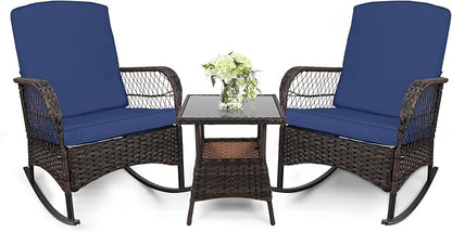 3 pcs Rocking Bistro Set Conversation Chairs by Enjoyyourlife