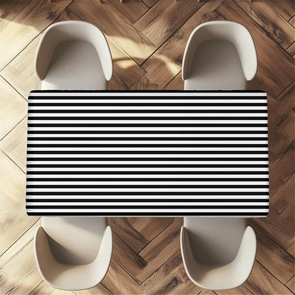 Rectangle Table Cloth Cover Waterproof Elastic Fitted Polyester Fitted Tablecloths for 4 Foot Tables for Indoor,Picnic, Camping, Outdoor （48" x 24"，Stripe）