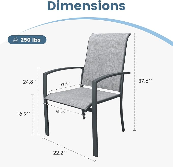 DIFY Patio Chairs Set of 4, Stackable Outdoor Dining Chairs - Image 2