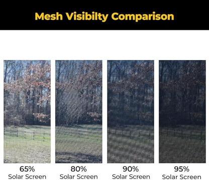 Custom Solar Screens for Windows Exterior 90% Shade - Pre-Framed Solar Window Screen Mesh - Home Improvement for Reduced Glare & Heat - UV Blocker Fabric - Fully-Assembled & Ready to Install