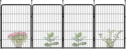 FXW Garden Fence Outdoor for The Yard – 40in(H) x 9.1ft(L) Heavy Duty Metal Animal Barrier for Dog and Rabbit, Decorative Dog Fence, 4 Panels, Black