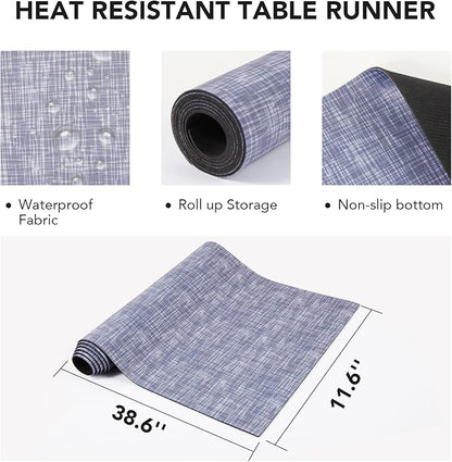 Trivet Table Runner Hot Plates Mat 12 X 40 Inch Heat Resistant Table Protector Waterproof Decorative Farmhouse Kitchen Trivets Counter Heat Proof Placemats for Hot Dishes (Grey)