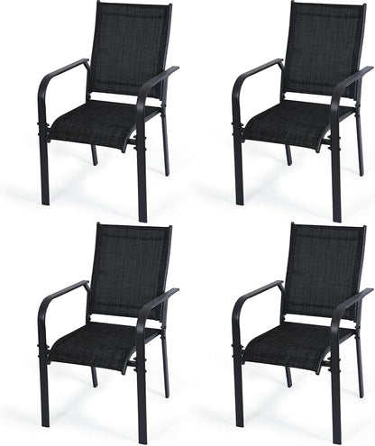 Patio Dining Chairs Set of 4, All-Weather High Back Textilene Stackable Chairs by DELMANGO