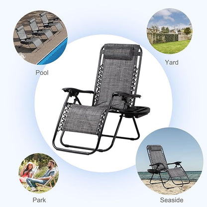 Nazhura Set of 2 Relaxing Recliners Patio Chairs Adjustable Steel Mesh Zero - Image 5