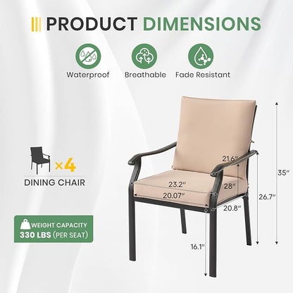 LVUYOYO Outdoor Patio Dining Chairs Set of 4, Metal Stackable Chairs Set - Image 3