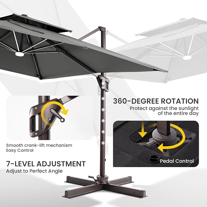 10x10 FT Outdoor Cantilever Patio Umbrella - Image 6