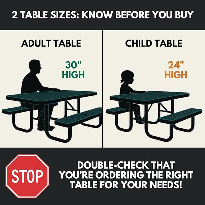 COATEDOUTDOORFURNITURE Heavy-Duty Portable Outdoor Kids Table with Umbrella Hole, Punched Steel Kids Picnic Table, Commercial-Grade, Made in America (46 in, Round, Childrens, Textured Purple)