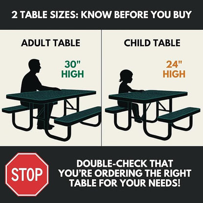 COATEDOUTDOORFURNITURE Heavy-Duty Portable Outdoor Kids Table with Umbrella Hole, Expanded Metal Kids Picnic Table, Commercial-Grade, Made in America (46 in, Round, Childrens, Brown)