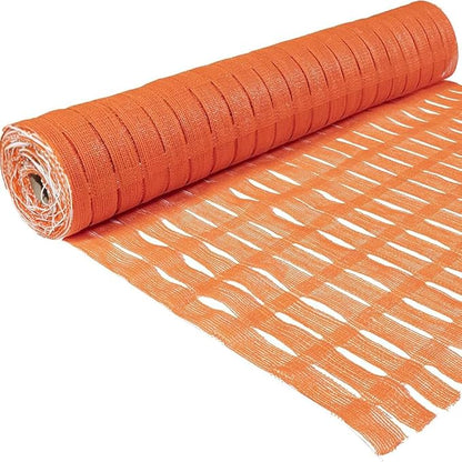 3x100 FT Orange Safety Fence, Plastic Mesh Roll for Temporary Barrier Use in Construction Sites, Snow Fencing Driveway Marking, Ski Trails, Crowd Control & Nighttime Emergency Warning