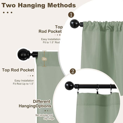 Outdoor Curtains for Patio Waterproof Rod Pocket 4 Pcs 54x95 Sage Green | - Image 2