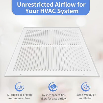 8"W x 4"H [Duct Opening Size] Steel Return Air Grille, Air Return Vent Cover for Ceiling and Sidewall - HVAC Air Vent Covers - [Outer Dimensions: 9.75"W x 5.75"H]