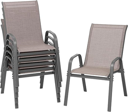 Patio Chairs Set of 6, Stackable Outdoor Dining Chairs | All Weather Dining Set by ONBRILL