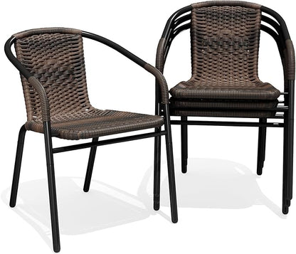 JEAREY Outdoor Patio Rattan Dining Chairs Set of 4, All Weather Stackable by JEAREYOutdoorsCollection