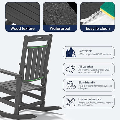 Oversized HDPE Outdoor Rocking Chair, All-Weather Resistant, Extra Large & - Image 6