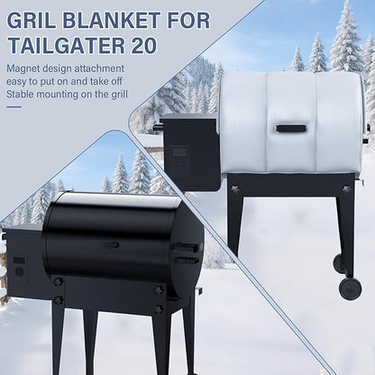 Grill Thermal Insulated Blanket for Tailgater 20, Traeger 20 Series, Junior & Recteq 340 Grill Accessories Insulation Blanket for Winter Cooking