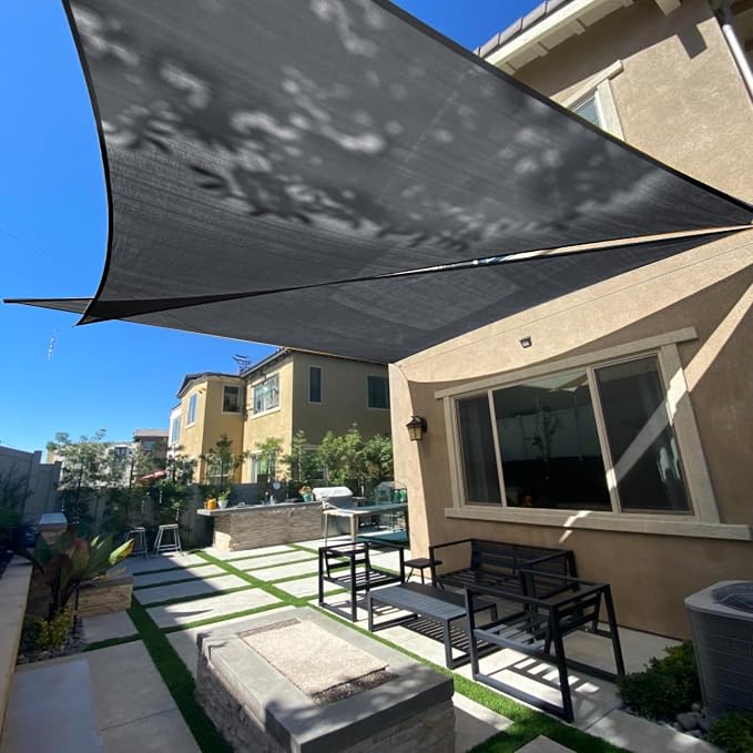 13' x 13' x 13' Triangle Sun Shade Sail, Graphite Grey UV Block | Outdoor sun by SUNLAX