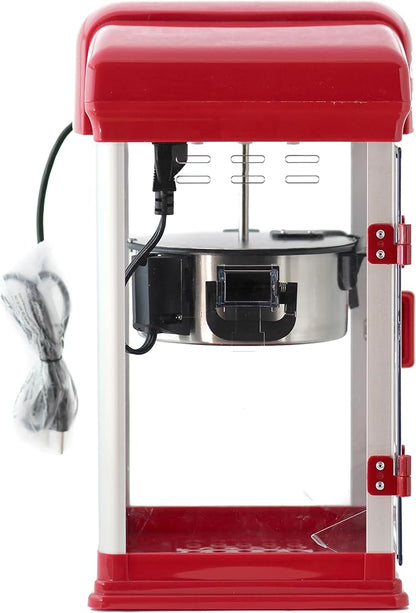 West Bend Stir Crazy Movie Theater Popcorn Popper, Gourmet Popcorn Maker Machine with Nonstick Popcorn Kettle, Measuring Tool and Popcorn Scoop for Popcorn Machine, 4-Qt., Red