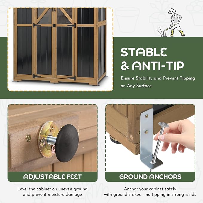 Extra Large Outdoor Storage Cabinet Weatherproof, Garden Shed - Image 4