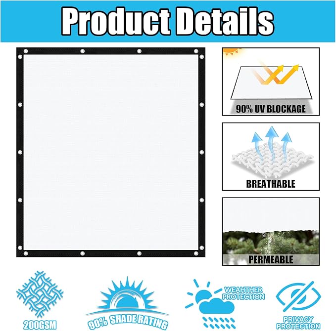 Amagenix 90% Pergola Shade Cover 16' X 20' Sun Shade Cloth - Image 2