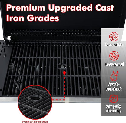 CIG GARDEN 4 Burner Propane Gas Grill, 42,000 BTU Output Flat Top BBQ Grill with Stainless Steel Griddle, Perfect for Outdoor Cooking, Balcony, Backyard, Camping, Barbecue