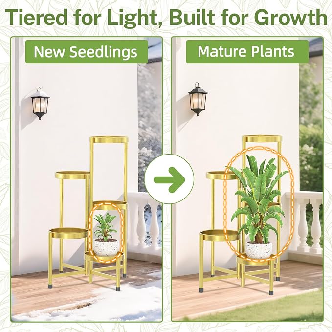 iDavosic.ly Plant Stand Indoor Outdoor, 5 Tier Metal Corner Shelf, Folding - Image 7