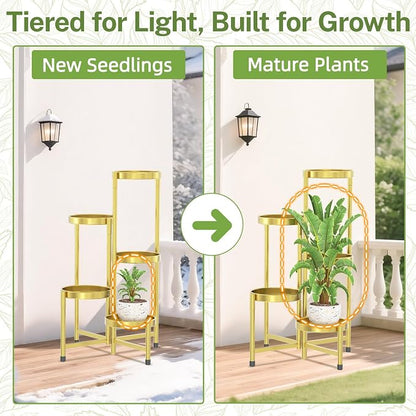 iDavosic.ly Plant Stand Indoor Outdoor, 5 Tier Metal Corner Shelf, Folding - Image 7