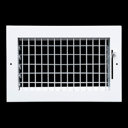 [2 Pack] Fits 10x6 Duct Opening Steel Adjustable Air Supply Grille by Handua | Register Vent Cover Grill for Sidewall and Ceiling | White | Outer Size: 11.75" X 7.75"