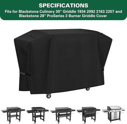 Heavy Duty 600D Grill Cover Fit for Blackstone Culinary 30" Griddle 1901 1934 2092 2163,Waterproof Cover with Straps Fits Blackstone 28" ProSeries Griddle 1785 1855 1858 1886 1962 2007 2080 2152 2342
