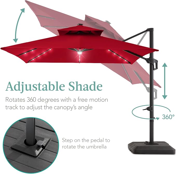 Best Choice Products 10x10ft Cantilever Patio Umbrella w/Base Included - Image 4