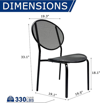 Patio Dining Chairs Set of 2, Metal Mesh Patio Furniture Set - Image 2