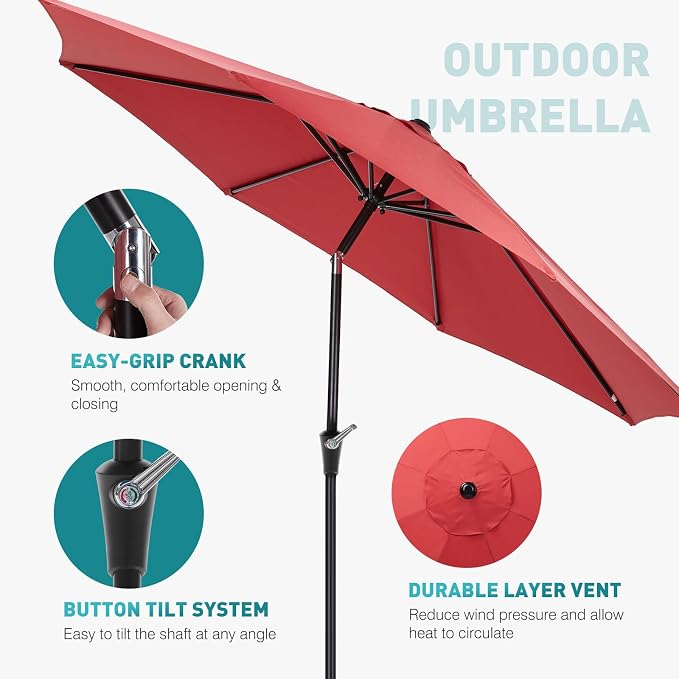 OLIXIS 9ft Patio Table Umbrella, Outdoor Patio Umbrella - Image 5